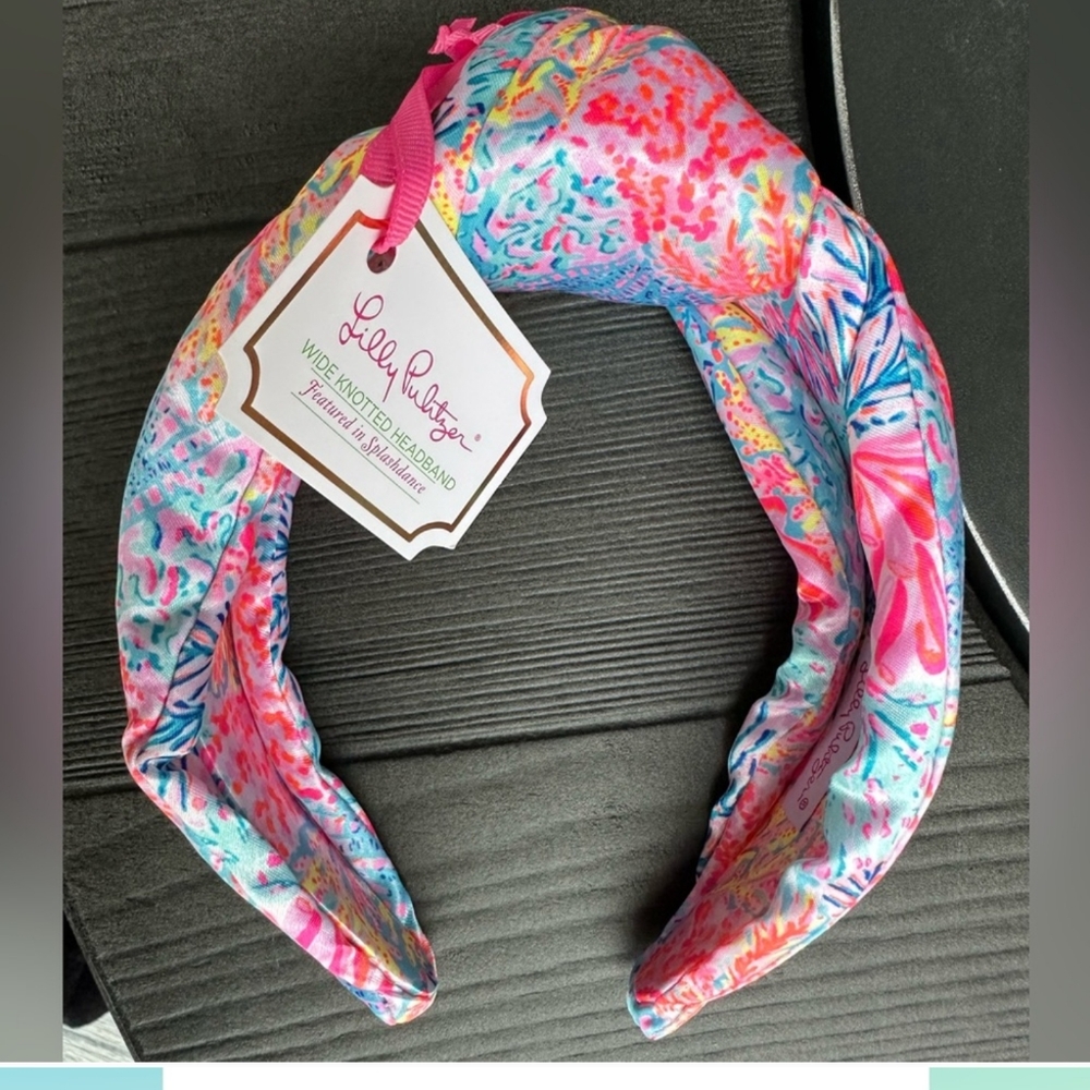 NWOT Lilly Pulitzer splash dance-Colorful Knotted Headband, Wide Satin Headband